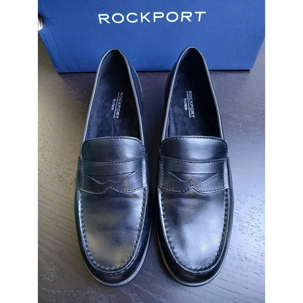 Rockport Mens Classic Loafer Penny Black Leather TruTECH M76443 Size 10.5 M